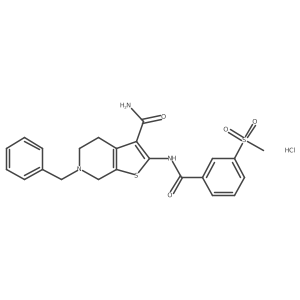 6-Benzyl-2-(3-(methylsulfonyl)benzamido)-4,5,6,7-tetrahydrothieno[2,3-c]pyridine-3-carboxamide hydrochloride Structure