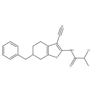 N-(6-Benzyl-3-cyano-4,5,6,7-tetrahydrothieno-[2,3-c]pyridin-2-yl)-2-chloropropanamide结构式