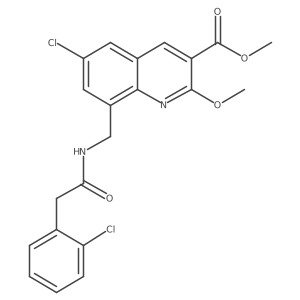 Methyl 6-chloro-8-((2-(2-chlorophenyl)acetamido)methyl)-2-methoxyquinoline-3-carboxylate结构式