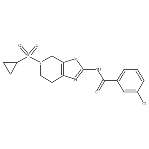 3-chloro-N-(5-(cyclopropylsulfonyl)-4,5,6,7-tetrahydrothiazolo[5,4-c]pyridin-2-yl)benzamide结构式