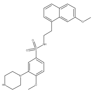 4-methoxy-N-[2-(7-methoxynaphthalen-1-yl)ethyl]-3-piperazin-1-ylbenzenesulfonamide Structure