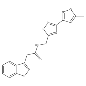 2-(benzo[d]isoxazol-3-yl)-N-((3-(5-methylisoxazol-3-yl)-1,2,4-oxadiazol-5-yl)methyl)acetamide结构式
