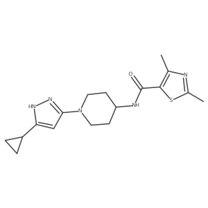 N-(1-(5-cyclopropyl-1H-pyrazol-3-yl)piperidin-4-yl)-2,4-dimethylthiazole-5-carboxamide Structure