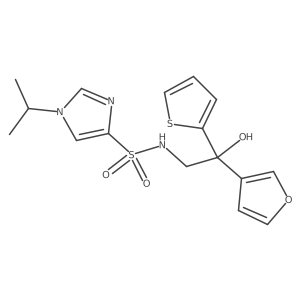 N-(2-(furan-3-yl)-2-hydroxy-2-(thiophen-2-yl)ethyl)-1-isopropyl-1H-imidazole-4-sulfonamide Structure
