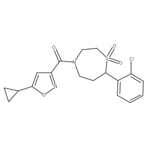 (7-(2-Chlorophenyl)-1,1-dioxido-1,4-thiazepan-4-yl)(5-cyclopropylisoxazol-3-yl)methanone结构式