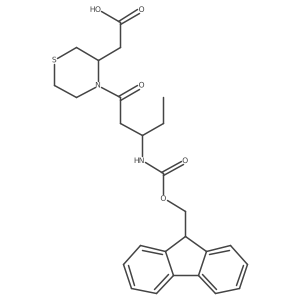 2-{4-[(3R)-3-({[(9H-fluoren-9-yl)methoxy]carbonyl}amino)pentanoyl]thiomorpholin-3-yl}acetic acid结构式