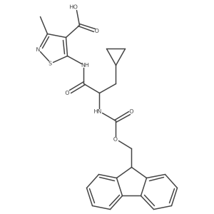 5-[3-cyclopropyl-2-({[(9H-fluoren-9-yl)methoxy]carbonyl}amino)propanamido]-3-methyl-1,2-thiazole-4-carboxylic acid结构式