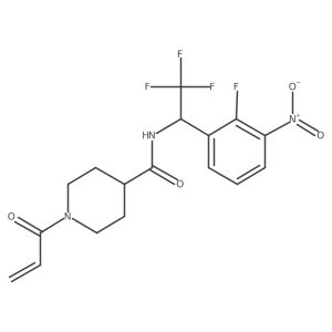 1-(prop-2-enoyl)-N-[2,2,2-trifluoro-1-(2-fluoro-3-nitrophenyl)ethyl]piperidine-4-carboxamide结构式
