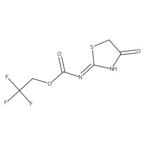 2,2,2-Trifluoroethyl (NZ)-N-(4-oxo-1,3-thiazolidin-2-ylidene)carbamate结构式