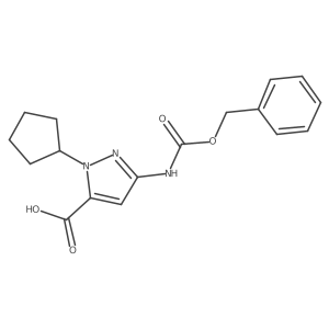 3-{[(benzyloxy)carbonyl]amino}-1-cyclopentyl-1H-pyrazole-5-carboxylic acid结构式