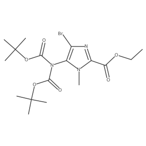 Ethyl 5-[bis[(1,1-dimethylethoxy)carbonyl]amino]-4-bromo-1-methyl-1H-imidazole-2-carboxylate结构式