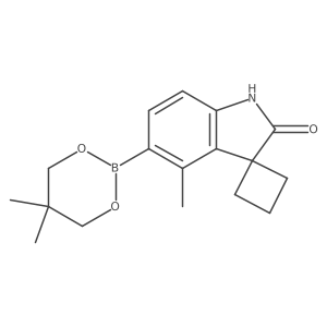 5'-(5,5-Dimethyl-1,3,2-dioxaborinan-2-yl)-4'-methyl-spiro[cyclobutane-1,3'-indoline]-2'-one Structure