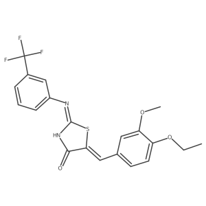 (2E,5Z)-5-(4-ethoxy-3-methoxybenzylidene)-2-{[3-(trifluoromethyl)phenyl]imino}-1,3-thiazolidin-4-one结构式