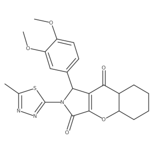 1-(3,4-dimethoxyphenyl)-2-(5-methyl-1,3,4-thiadiazol-2-yl)-4a,5,6,7,8,8a-hexahydro-1H-chromeno[2,3-c]pyrrole-3,9-dione结构式