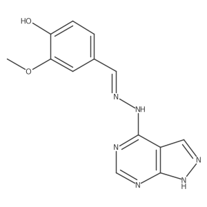 2-methoxy-4-[(2-{5H-pyrazolo[3,4-d]pyrimidin-4-yl}hydrazin-1-ylidene)methyl]phenol结构式
