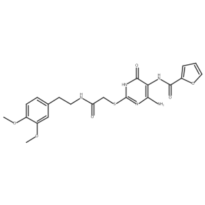 N-(4-amino-2-((2-((3,4-dimethoxyphenethyl)amino)-2-oxoethyl)thio)-6-oxo-1,6-dihydropyrimidin-5-yl)furan-2-carboxamide结构式