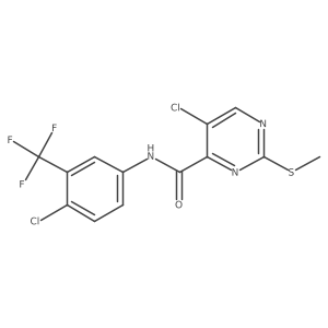 5-chloro-N-[4-chloro-3-(trifluoromethyl)phenyl]-2-(methylsulfanyl)pyrimidine-4-carboxamide Structure