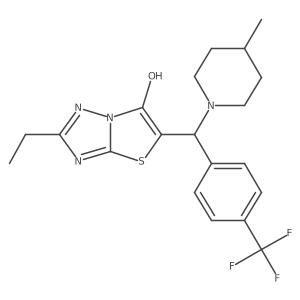 2-Ethyl-5-((4-methylpiperidin-1-yl)(4-(trifluoromethyl)phenyl)methyl)thiazolo[3,2-b][1,2,4]triazol-6-ol结构式