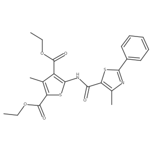 Diethyl 3-methyl-5-(4-methyl-2-phenylthiazole-5-carboxamido)thiophene-2,4-dicarboxylate结构式