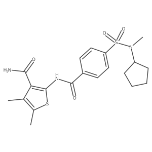 2-(4-(N-cyclopentyl-N-methylsulfamoyl)benzamido)-4,5-dimethylthiophene-3-carboxamide结构式