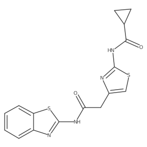 N-(4-{[(1,3-benzothiazol-2-yl)carbamoyl]methyl}-1,3-thiazol-2-yl)cyclopropanecarboxamide结构式