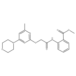 Methyl 2-(2-((4-methyl-6-morpholinopyrimidin-2-yl)thio)acetamido)benzoate Structure