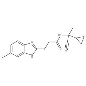 2-({6-chloro-3H-imidazo[4,5-b]pyridin-2-yl}sulfanyl)-N-(1-cyano-1-cyclopropylethyl)acetamide结构式
