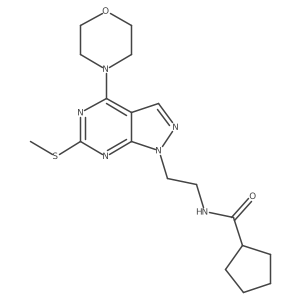 N-(2-(6-(methylthio)-4-morpholino-1H-pyrazolo[3,4-d]pyrimidin-1-yl)ethyl)cyclopentanecarboxamide结构式