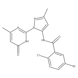 5-bromo-2-chloro-N-(3-methyl-1-(4-methyl-6-oxo-1,6-dihydropyrimidin-2-yl)-1H-pyrazol-5-yl)benzamide Structure