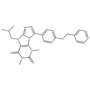 3-[4-(benzyloxy)phenyl]-5,7-dimethyl-9-(2-methylpropyl)-5H,6H,7H,8H,9H-[1,2,4]triazolo[3,4-h]purine-6,8-dione结构式