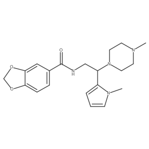N-(2-(1-methyl-1H-pyrrol-2-yl)-2-(4-methylpiperazin-1-yl)ethyl)benzo[d][1,3]dioxole-5-carboxamide结构式