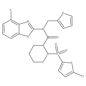1-((5-chlorothiophen-2-yl)sulfonyl)-N-(4-fluorobenzo[d]thiazol-2-yl)-N-(furan-2-ylmethyl)piperidine-2-carboxamide结构式