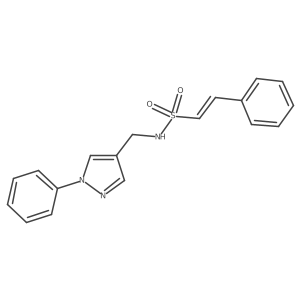 2-phenyl-N-[(1-phenyl-1H-pyrazol-4-yl)methyl]ethene-1-sulfonamide结构式
