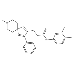 N-(3,4-dimethylphenyl)-2-((8-methyl-3-phenyl-1,4,8-triazaspiro[4.5]deca-1,3-dien-2-yl)thio)acetamide结构式