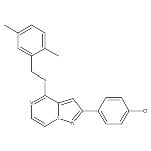 2-(4-Chlorophenyl)-4-[(2,5-dimethylbenzyl)thio]pyrazolo[1,5-a]pyrazine结构式