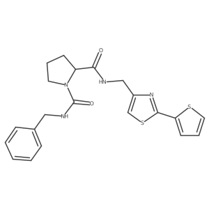 (2R)-N1-(Phenylmethyl)-N2-[[2-(2-thienyl)-4-thiazolyl]methyl]-1,2-pyrrolidinedicarboxamide Structure