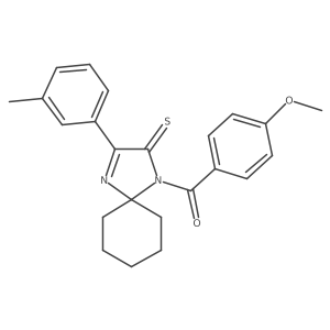 1-(4-Methoxybenzoyl)-3-(3-methylphenyl)-1,4-diazaspiro[4.5]dec-3-ene-2-thione Structure