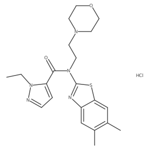 N-(5,6-dimethylbenzo[d]thiazol-2-yl)-1-ethyl-N-(2-morpholinoethyl)-1H-pyrazole-5-carboxamide hydrochloride Structure
