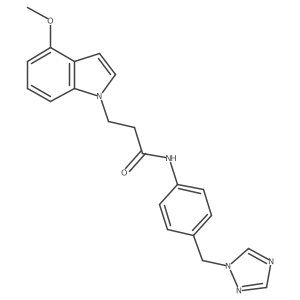 3-(4-methoxy-1H-indol-1-yl)-N-[4-(1H-1,2,4-triazol-1-ylmethyl)phenyl]propanamide结构式