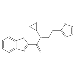 N-cyclopropyl-N-(2-(thiophen-2-yl)ethyl)benzo[d]thiazole-2-carboxamide结构式
