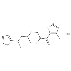 (4-(2-Hydroxy-2-(thiophen-2-yl)ethyl)piperazin-1-yl)(4-methyl-1,2,3-thiadiazol-5-yl)methanone hydrochloride Structure