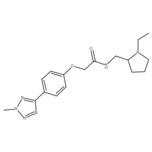 N-[(1-ethylpyrrolidin-2-yl)methyl]-2-[4-(2-methyl-2H-tetrazol-5-yl)phenoxy]acetamide结构式