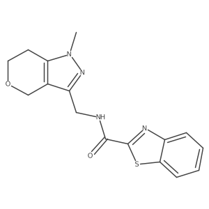 N-((1-methyl-1,4,6,7-tetrahydropyrano[4,3-c]pyrazol-3-yl)methyl)benzo[d]thiazole-2-carboxamide结构式