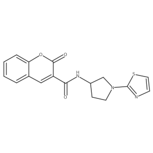 2-oxo-N-(1-(thiazol-2-yl)pyrrolidin-3-yl)-2H-chromene-3-carboxamide结构式