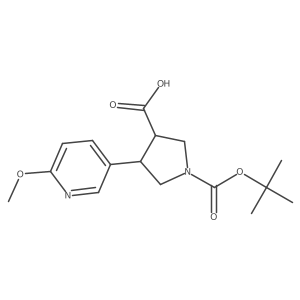 (3R,4S)-rel-1-(tert-Butoxycarbonyl)-4-(6-methoxypyridin-3-yl)pyrrolidine-3-carboxylic acid Structure