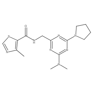 N-((4-(dimethylamino)-6-(pyrrolidin-1-yl)-1,3,5-triazin-2-yl)methyl)-4-methylthiazole-5-carboxamide结构式