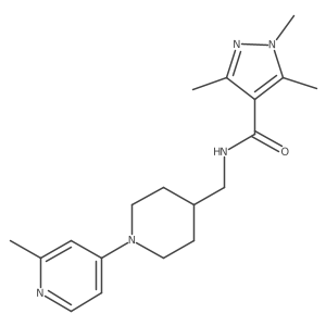 1,3,5-trimethyl-N-((1-(2-methylpyridin-4-yl)piperidin-4-yl)methyl)-1H-pyrazole-4-carboxamide结构式