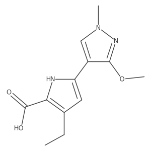 3-Ethyl-5-(3-methoxy-1-methyl-1H-pyrazol-4-yl)-1H-pyrrole-2-carboxylic acid结构式