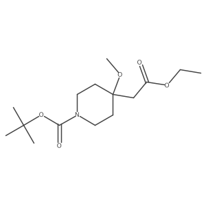 tert-Butyl 4-(2-ethoxy-2-oxoethyl)-4-methoxypiperidine-1-carboxylate结构式