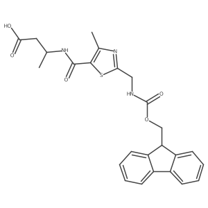 (3R)-3-({2-[({[(9H-fluoren-9-yl)methoxy]carbonyl}amino)methyl]-4-methyl-1,3-thiazol-5-yl}formamido)butanoic acid结构式